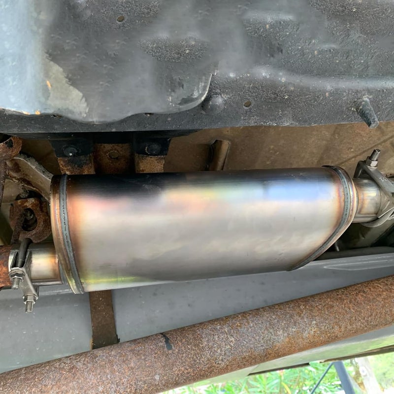 Floshine Universal 409 Stainless Muffler Straight-Through Performance Muffler Exhaust, center in | offset out (2") - Image 5